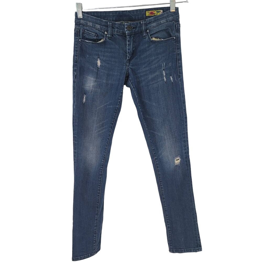 [BLANK] NYC Ankle Jeans Size 27 Black Distressed Studs Moto‎ Goth Gothic # 071